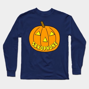 Saxophone Halloween Pumpkin Long Sleeve T-Shirt